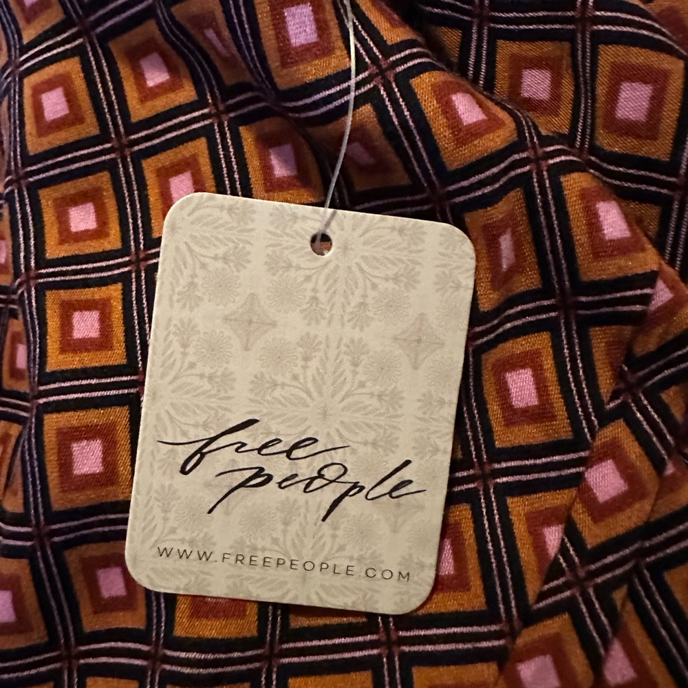Free People Brown Long Sleeve Printed Wrap Mini Dress - Picture 10 of 16
